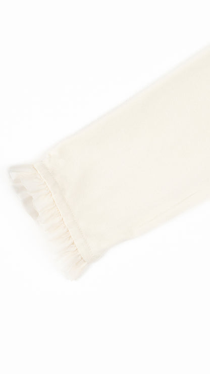 Ruffle-Trim Ribbed Mock-Neck Top