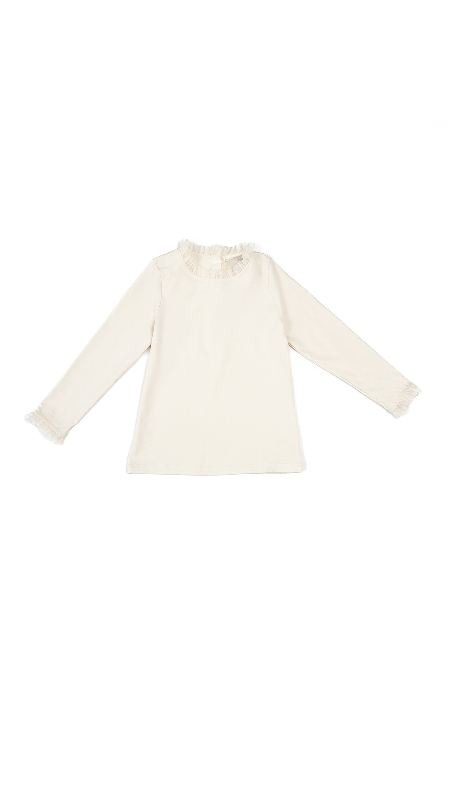 Ruffle-Trim Ribbed Mock-Neck Top