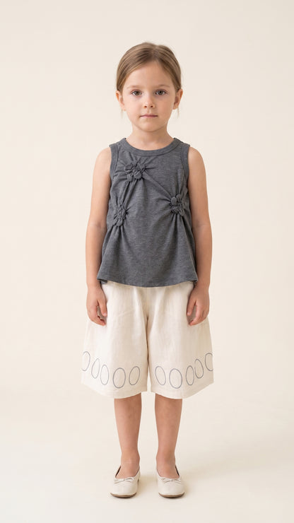 Draped Fabric-Rosettes Tank Top