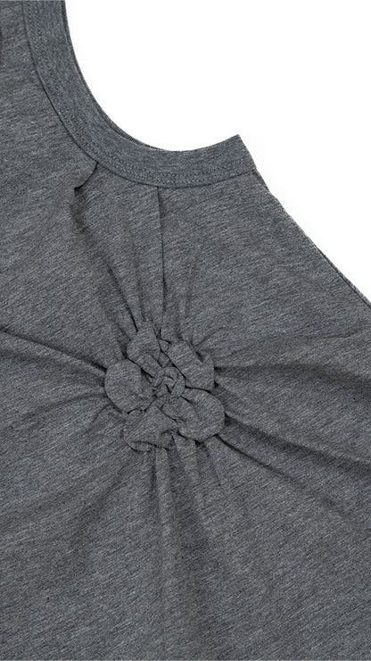 Draped Fabric-Rosettes Tank Top