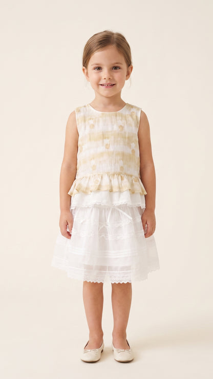 Tiered Ruffle & Lace Trim Skirt