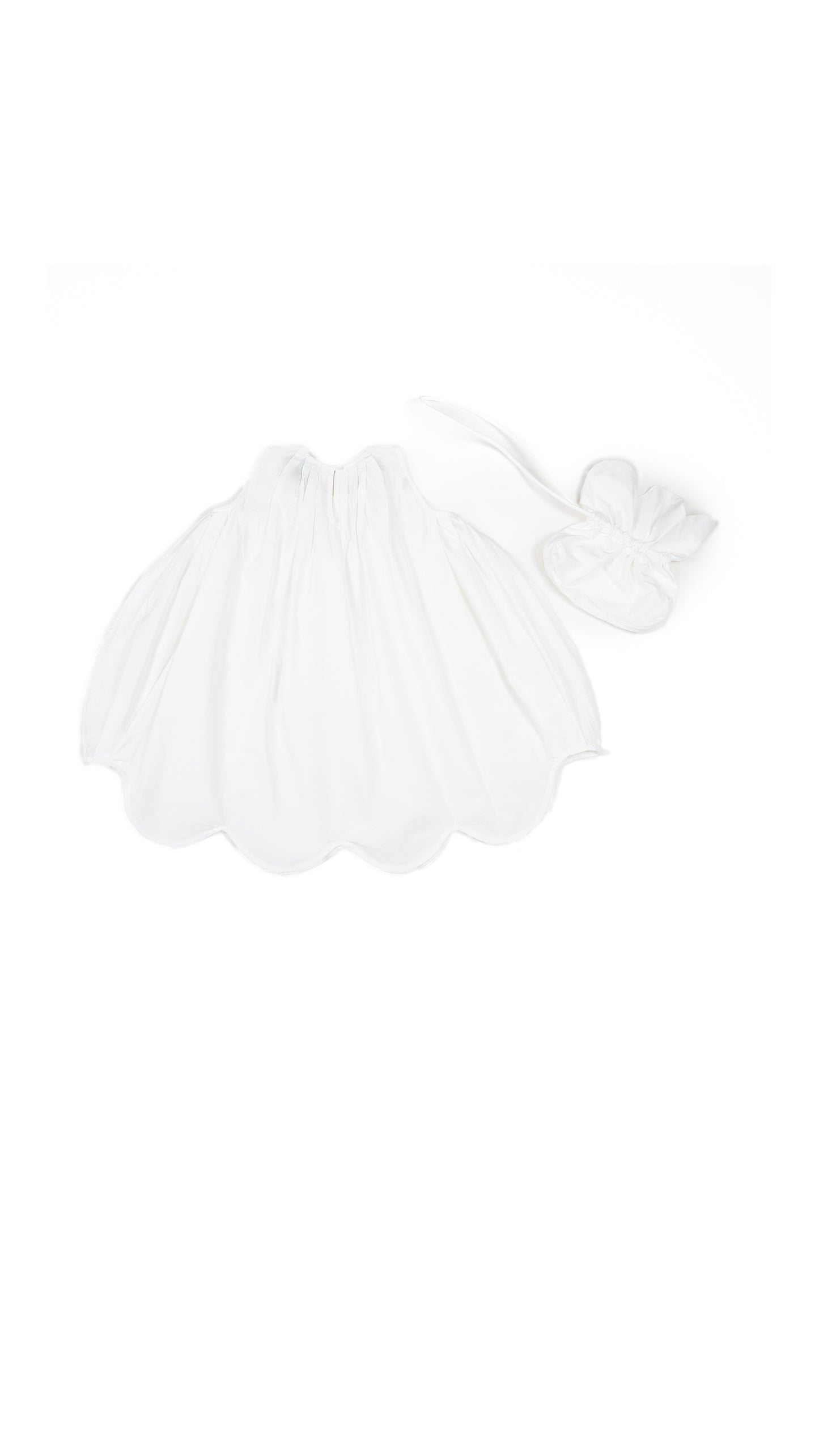 Scalloped Bubble Dress with Flower Pouch