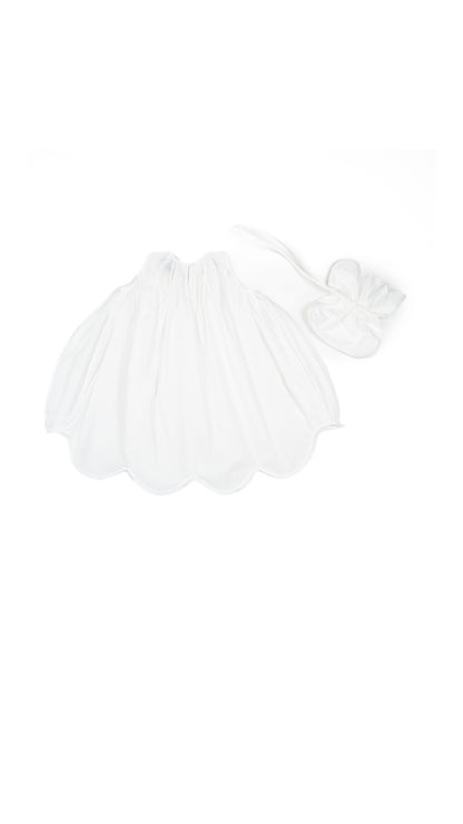 Scalloped Bubble Dress with Flower Pouch