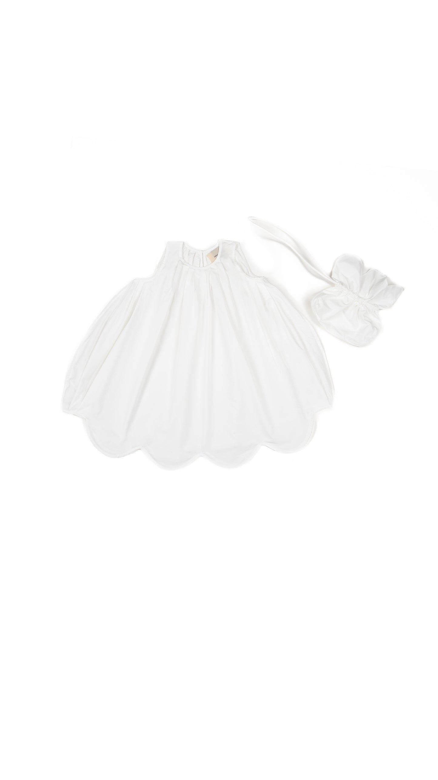 Scalloped Bubble Dress with Flower Pouch