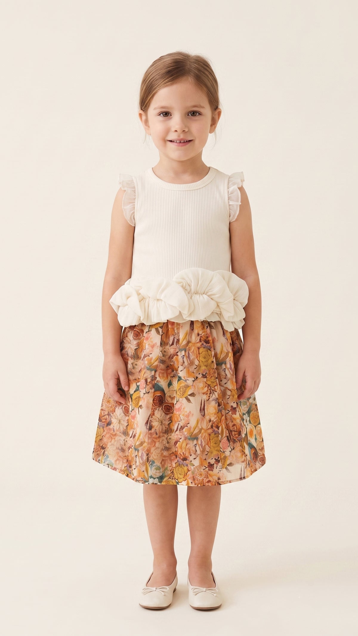 Paneled Botanical Print Skirt