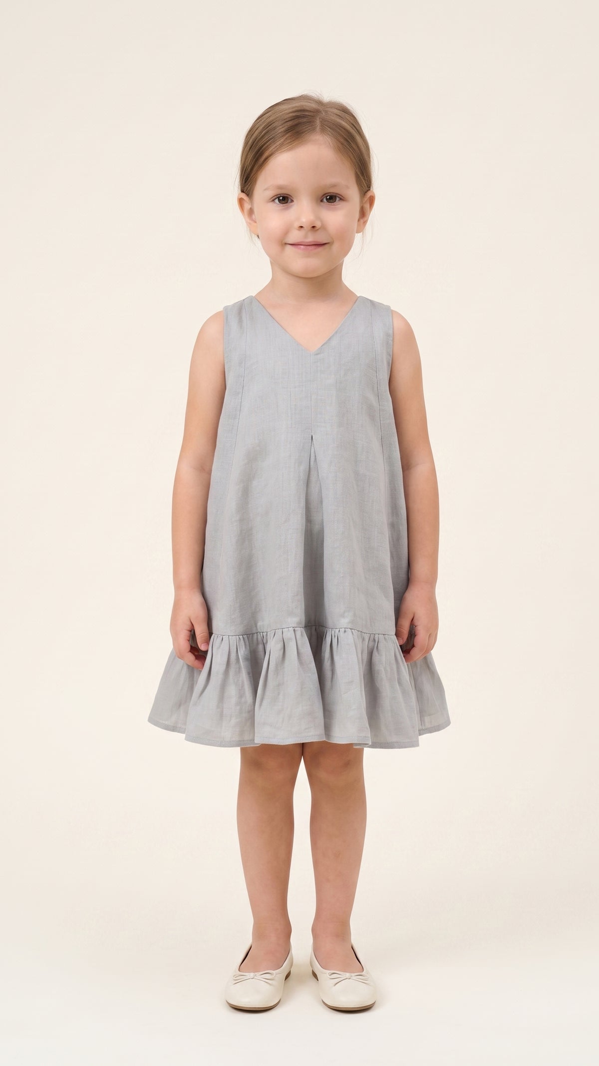 Inverted-Pleat Detail  Ruffle-Hem Dress