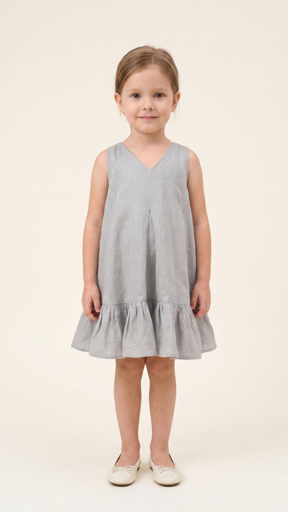 Inverted-Pleat Detail  Ruffle-Hem Dress