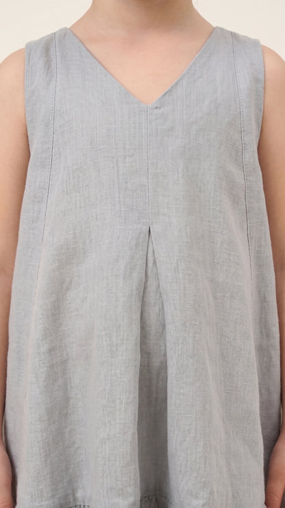 Inverted-Pleat Detail  Ruffle-Hem Dress