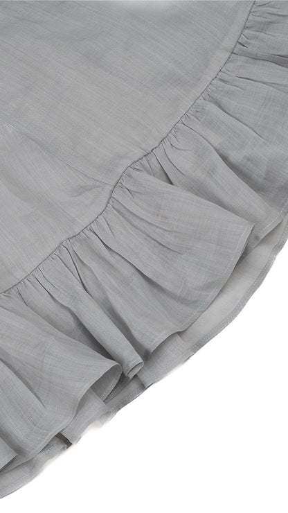 Inverted-Pleat Detail  Ruffle-Hem Dress