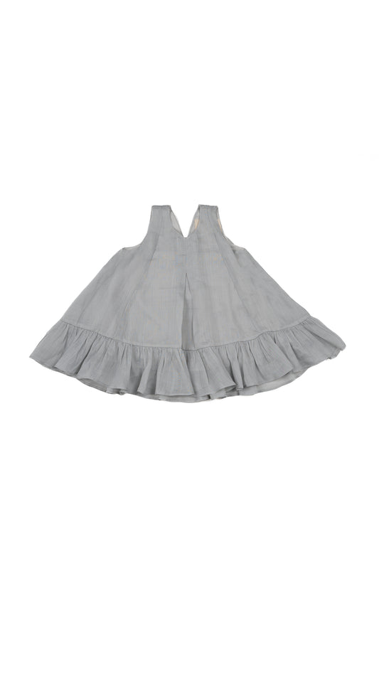 Inverted-Pleat Detail  Ruffle-Hem Dress