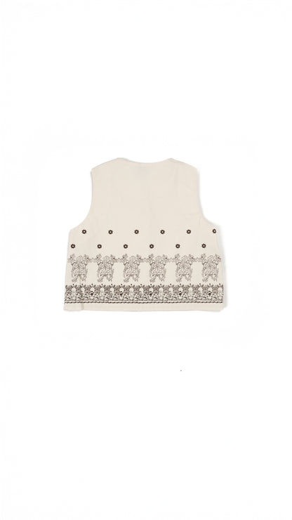 Floral Printed Trapeze Top & Drop-Yoke Skirt