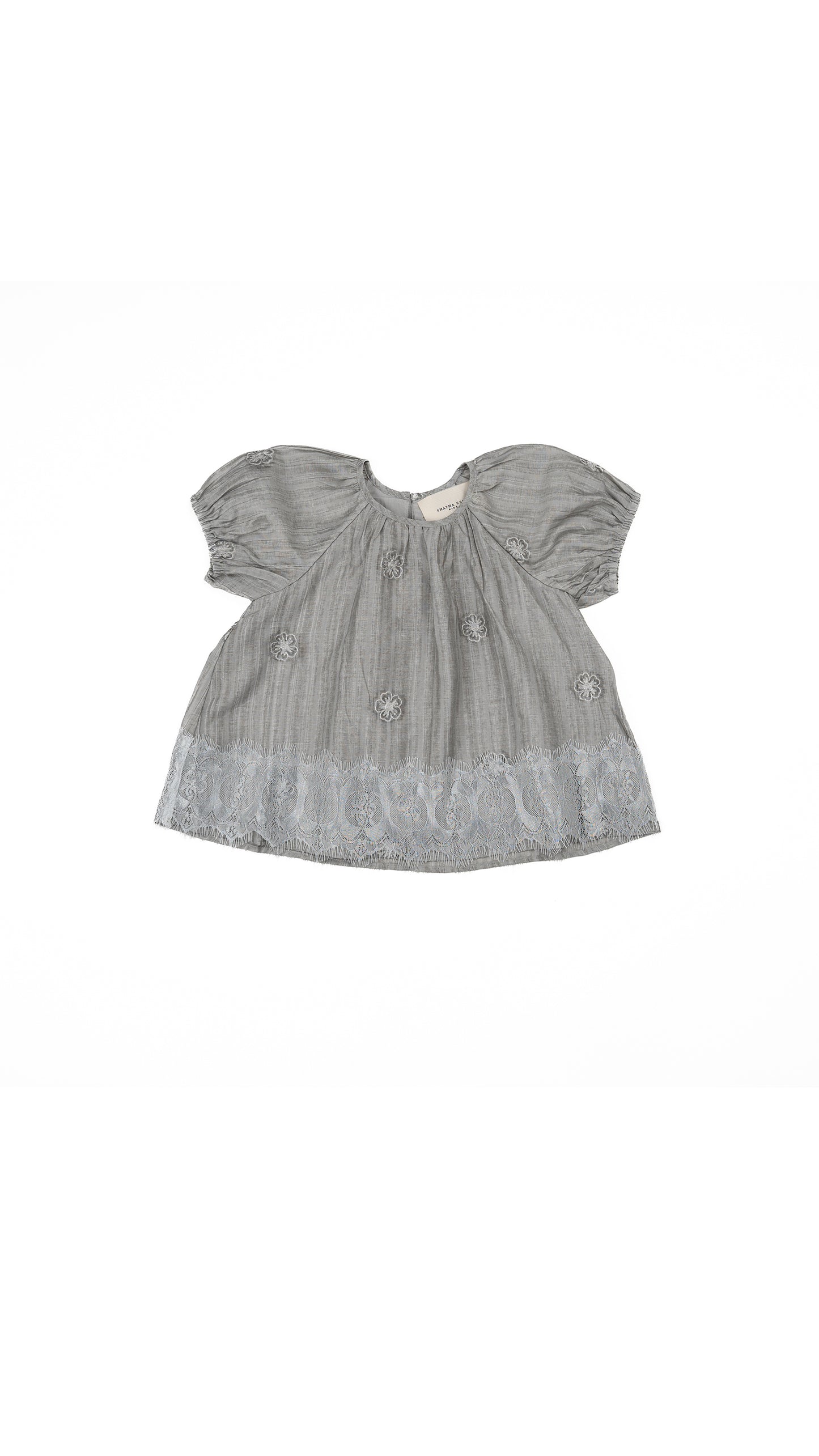 Lace-Hem Floral Embroidered Top