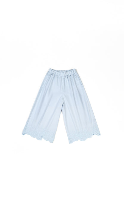 Floral Embroidered Wide Leg Pants