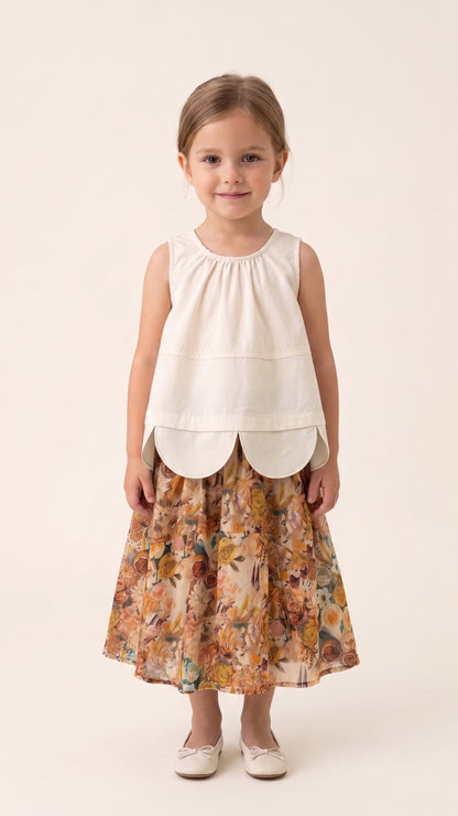 Paneled Scallop-Hem Trapeze Top