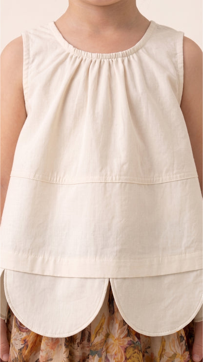Paneled Scallop-Hem Trapeze Top