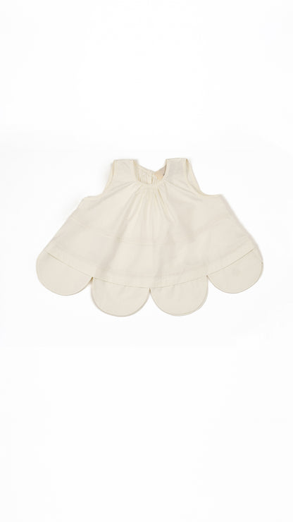 Paneled Scallop-Hem Trapeze Top