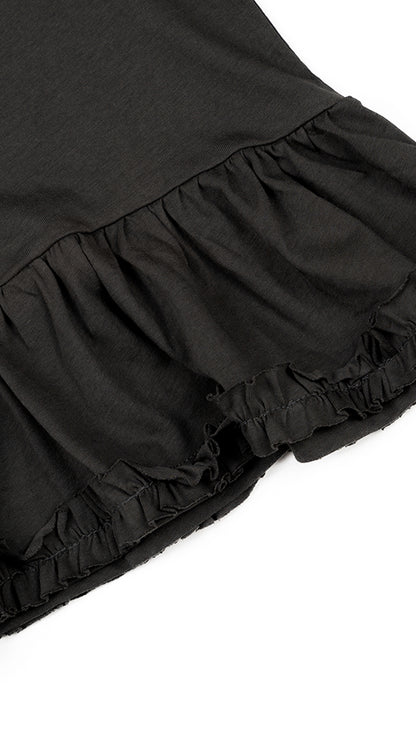 Ruffle-Hem T-Shirt & Sheer Cami Set