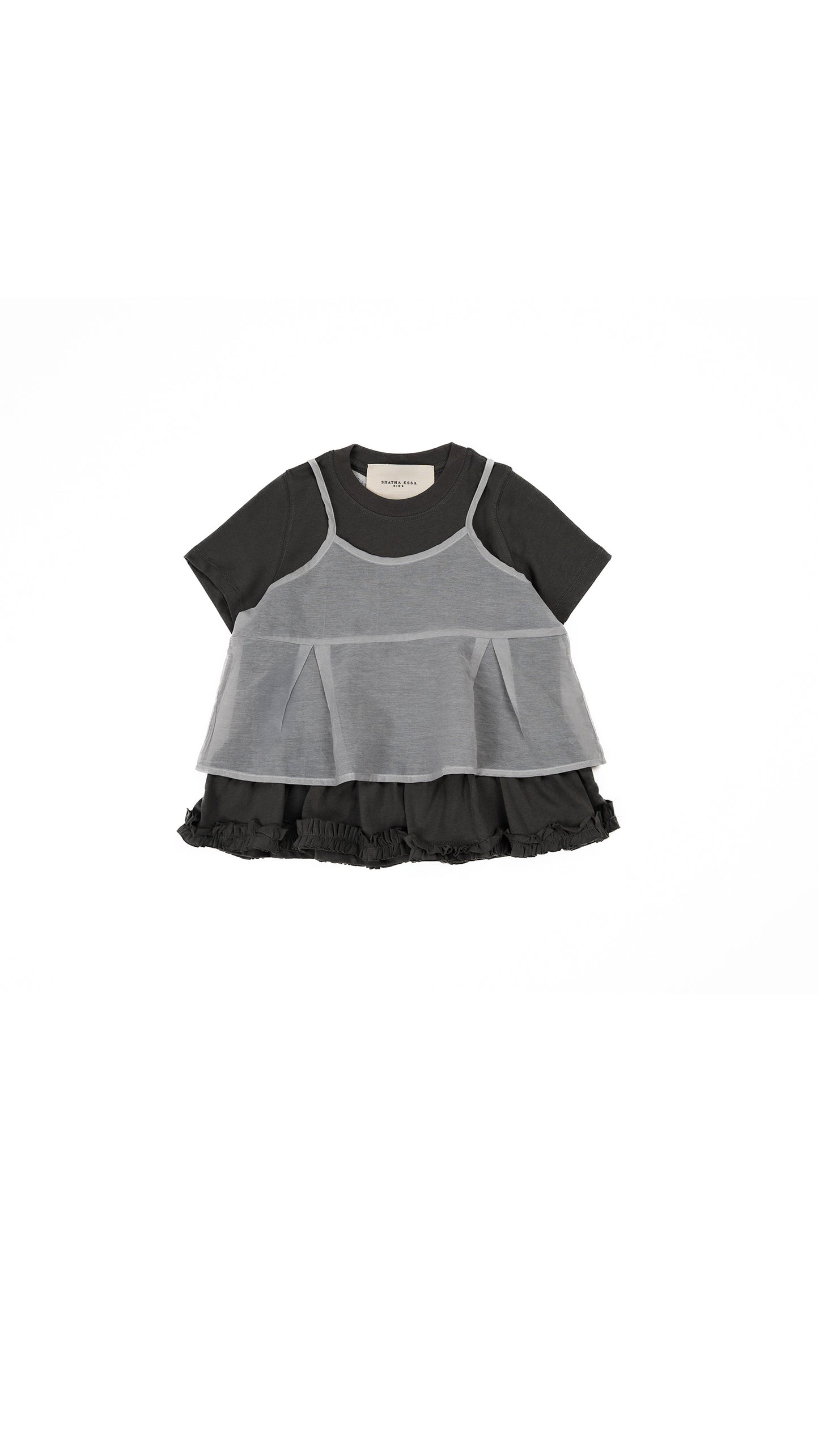 Ruffle-Hem T-Shirt & Sheer Cami Set