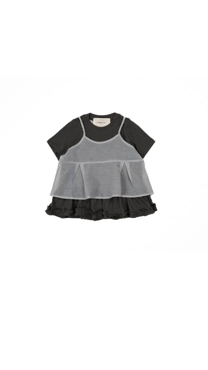 Ruffle-Hem T-Shirt & Sheer Cami Set