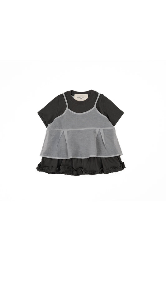 Ruffle-Hem T-Shirt & Sheer Cami Set