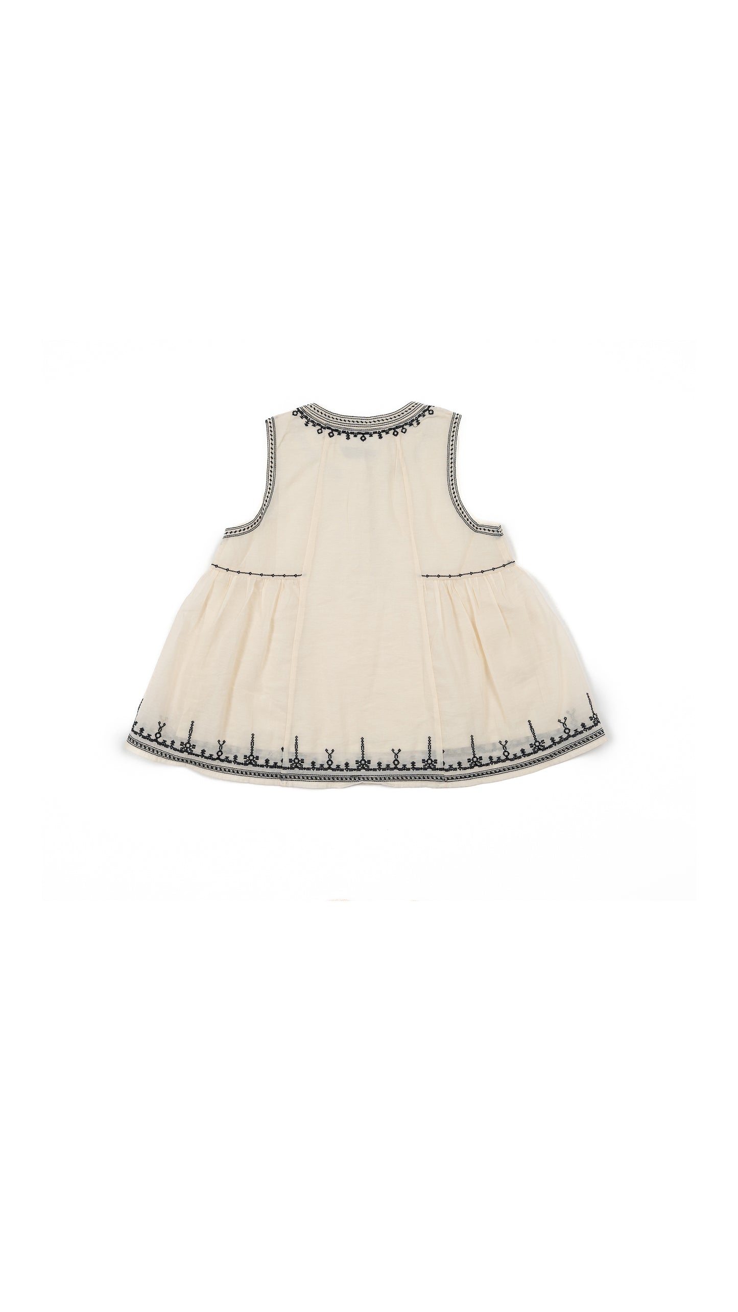 Embroidered Henley-Neck Top With Embroidered Border Wide-Leg Shorts