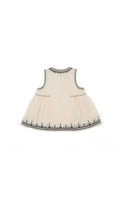 Embroidered Henley-Neck Top With Embroidered Border Wide-Leg Shorts
