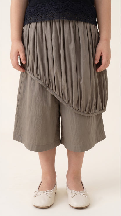 Asymmetric Draped Overlay Balloon Culottes in Sage
