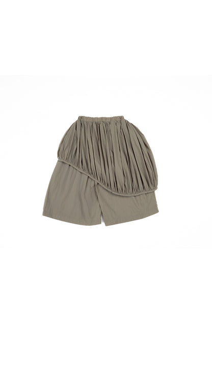 Asymmetric Draped Overlay Balloon Culottes in Sage