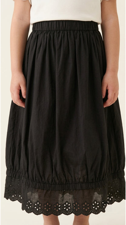 Eyelet Lace-Trim Layered Bubble Skirt