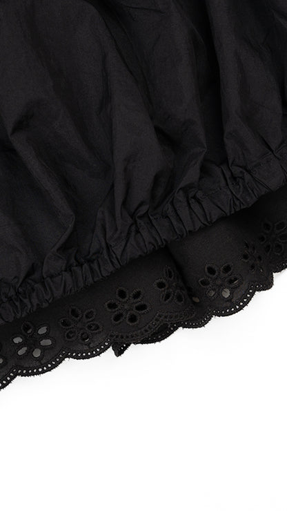 Eyelet Lace-Trim Layered Bubble Skirt