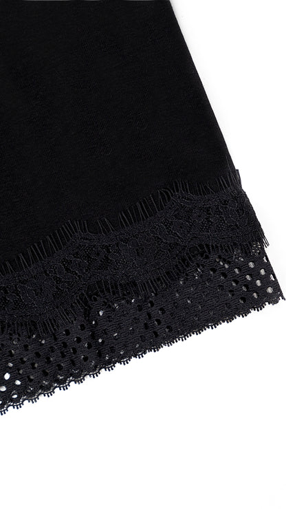 Bow and Lace Detail Tank Top in Black