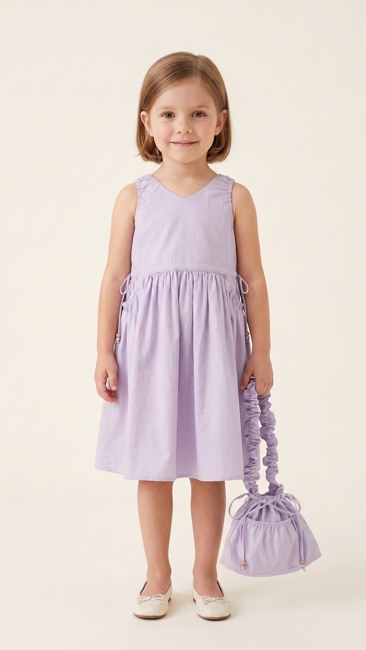 Ruched Pocket Detail Dress & Ruffle Strap Bag Set
