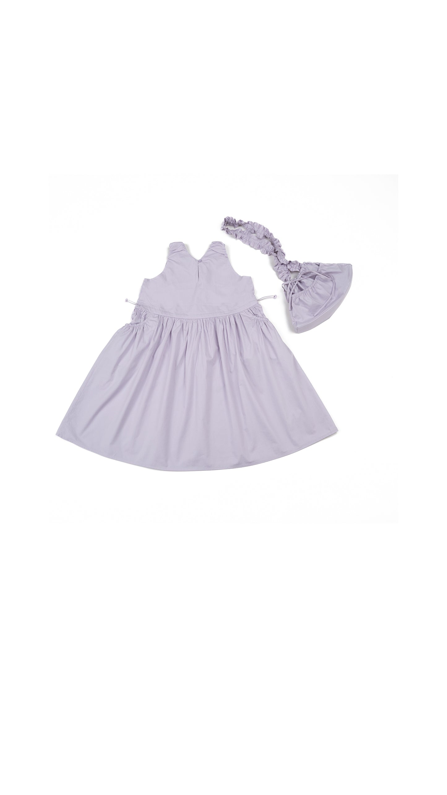 Ruched Pocket Detail Dress & Ruffle Strap Bag Set