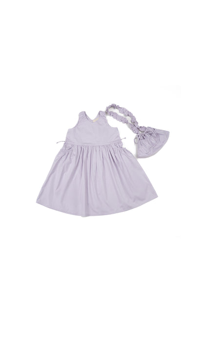 Ruched Pocket Detail Dress & Ruffle Strap Bag Set
