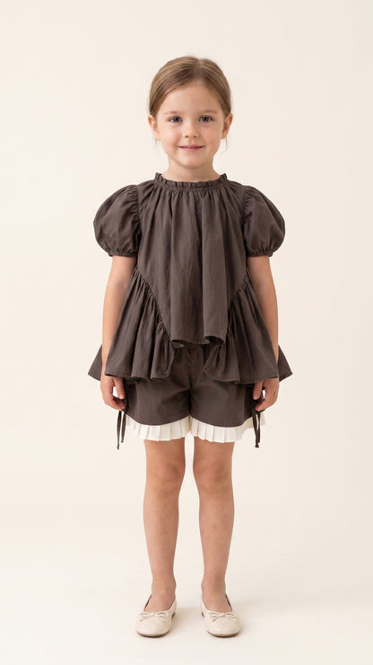 Frill-Neck Voluminous High-Low Top