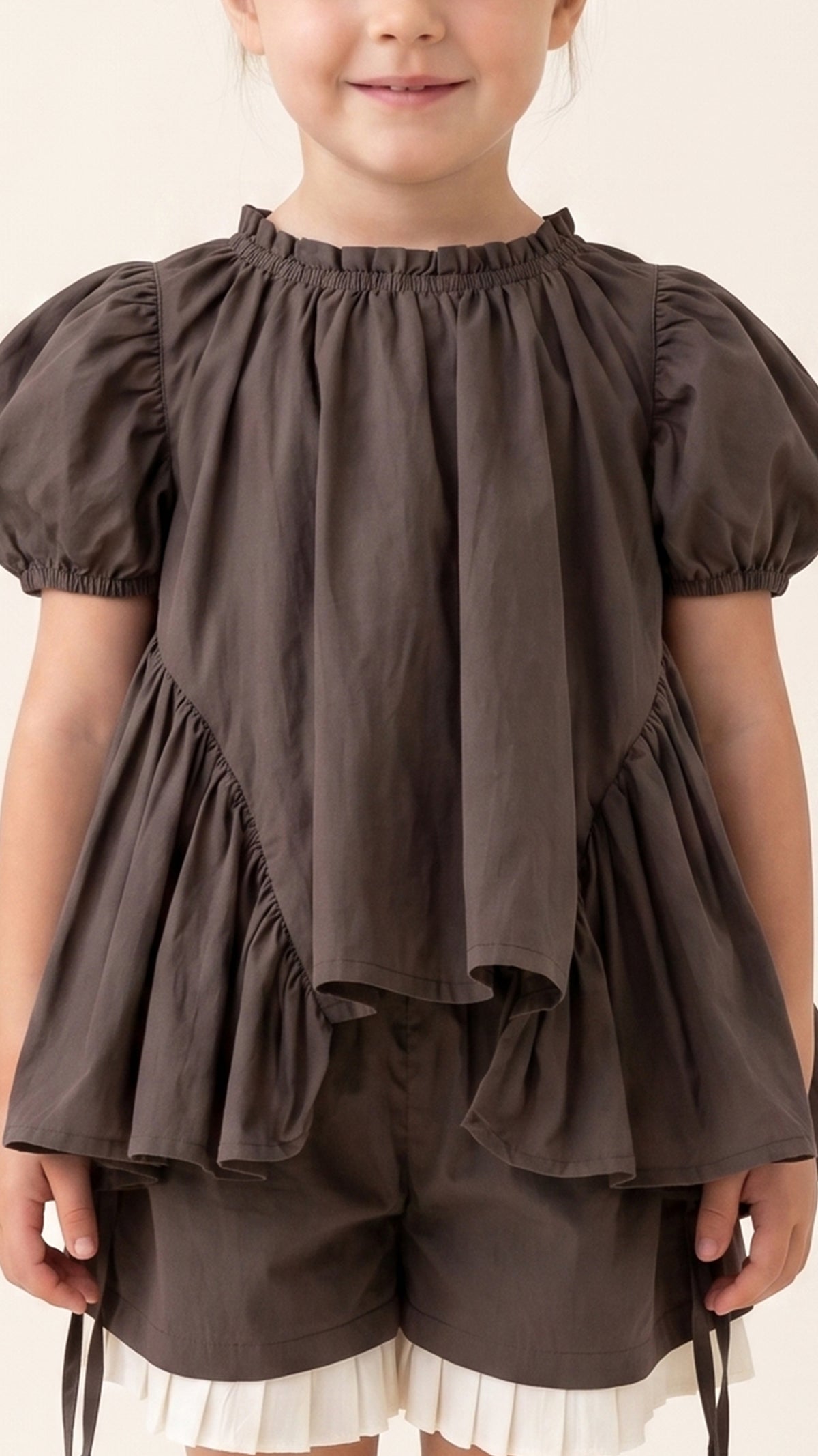Frill-Neck Voluminous High-Low Top