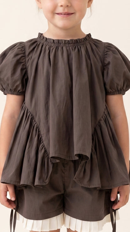 Frill-Neck Voluminous High-Low Top