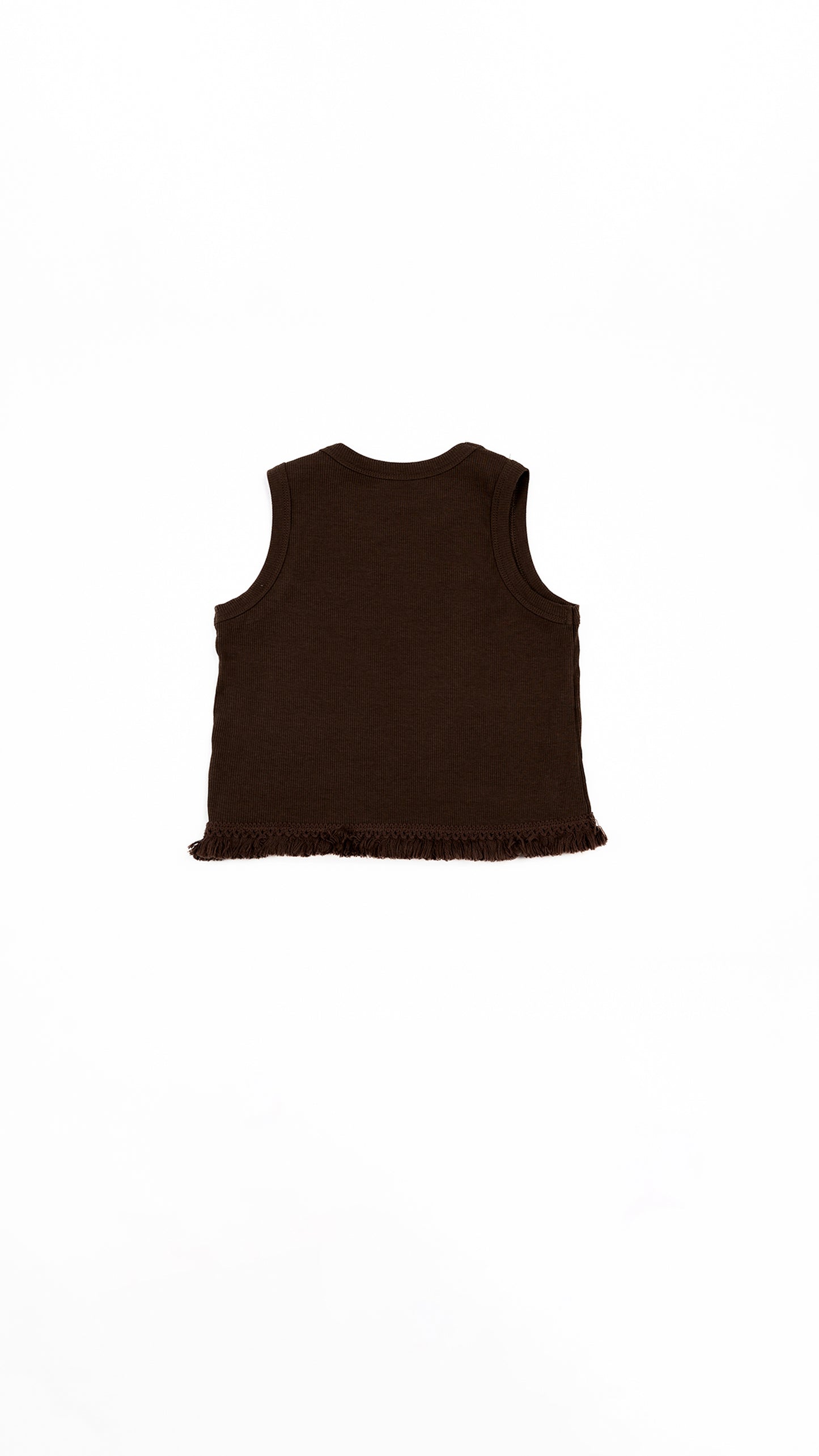 Fringe-Trim Rib Knit Tank Top