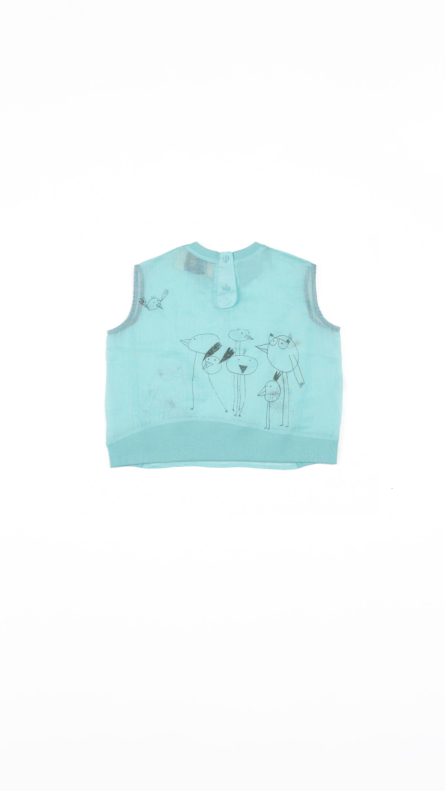 Line-Art Bird Illustration Sleeveless Top