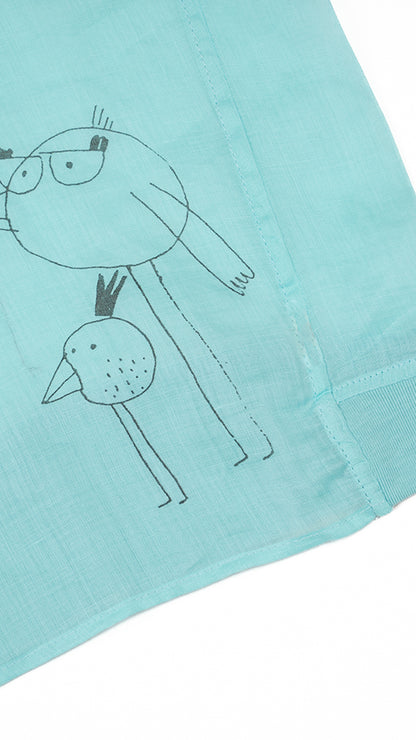 Line-Art Bird Illustration Sleeveless Top