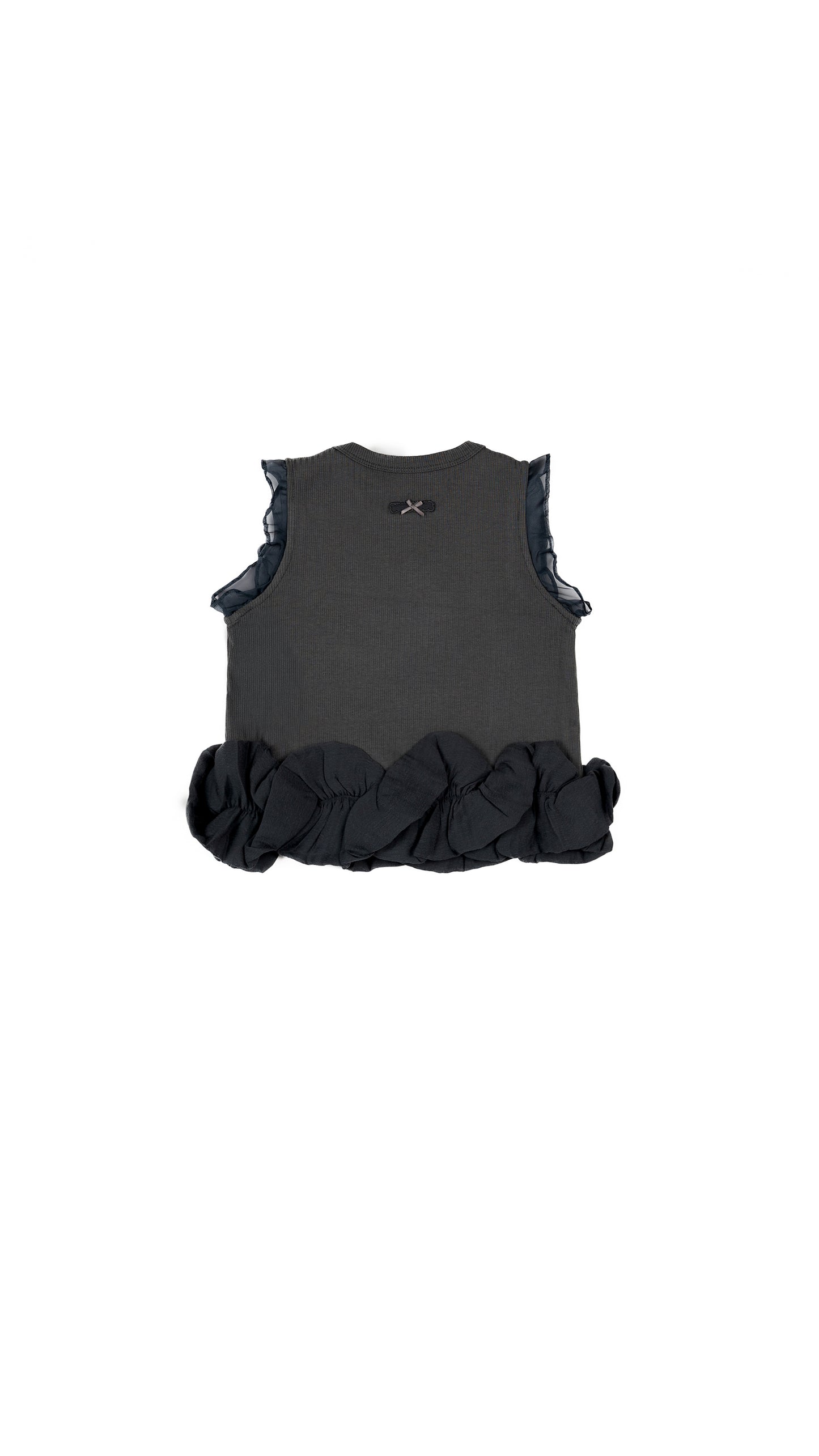Ruffles and Bow Detail Tank Top in Grey
