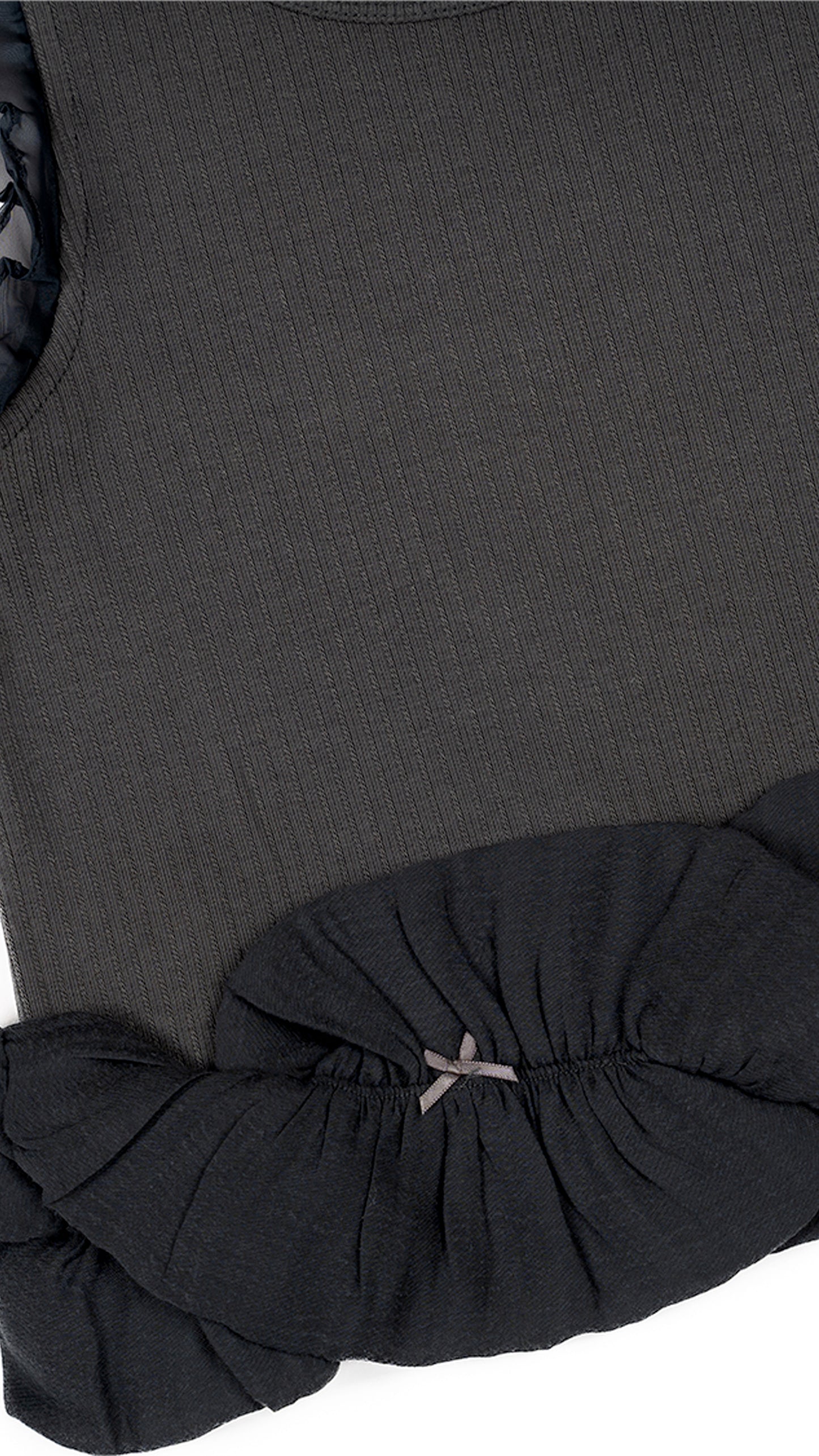 Ruffles and Bow Detail Tank Top in Grey