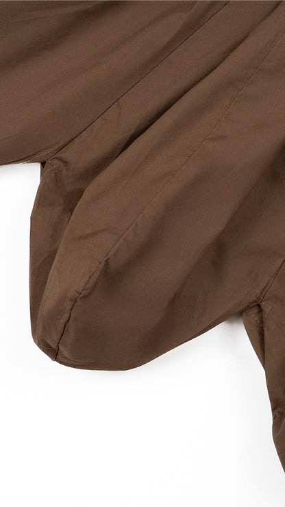 Paneled Bubble Balloon Skirt in Brown