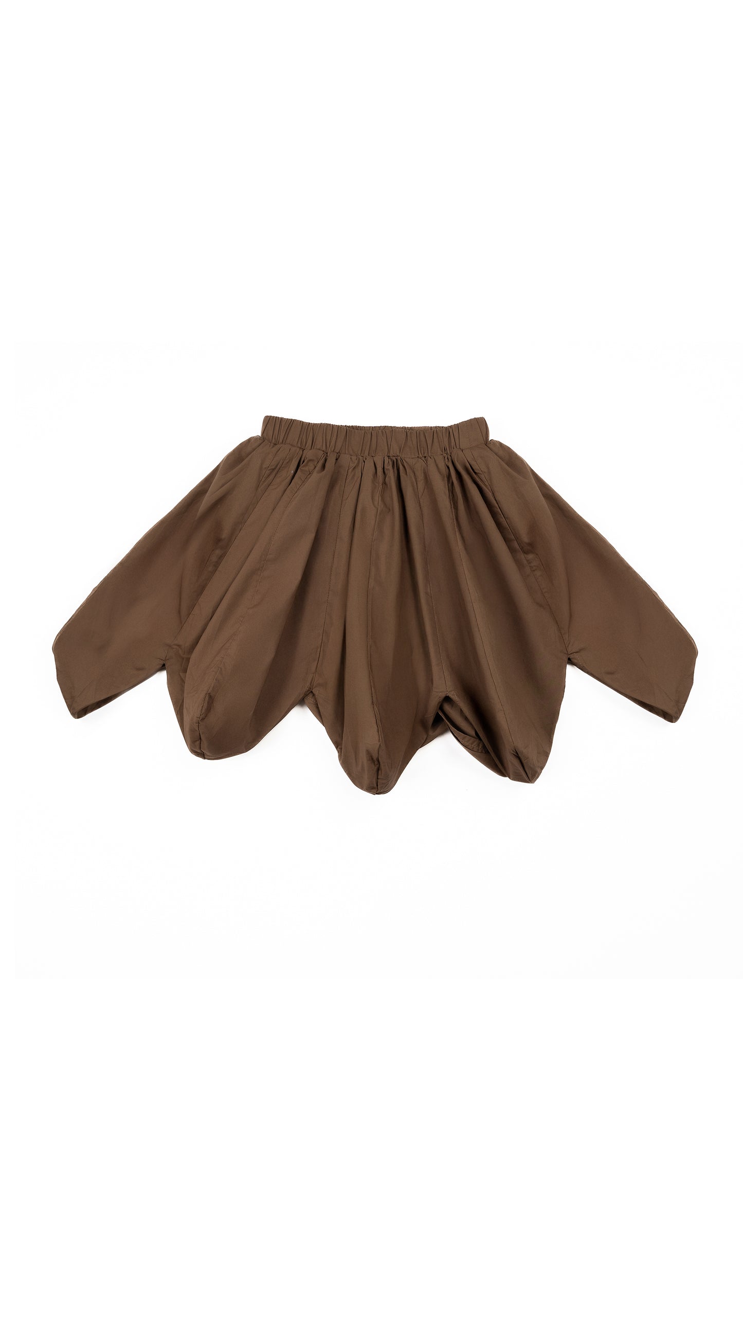 Paneled Bubble Balloon Skirt in Brown