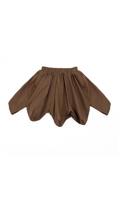 Paneled Bubble Balloon Skirt in Brown