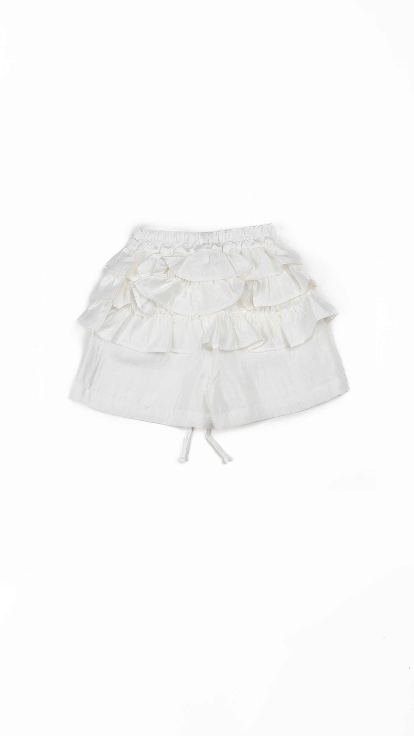 Tiered Ruffle-Yoke Shorts