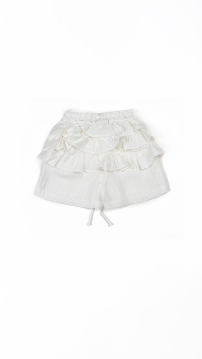 Tiered Ruffle-Yoke Shorts