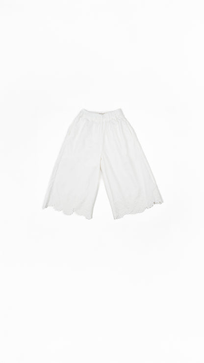 Floral-Embroidered Wide-Leg Culottes