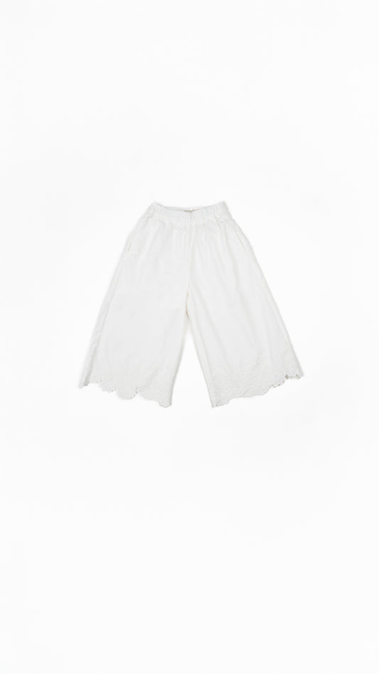 Floral-Embroidered Wide-Leg Culottes