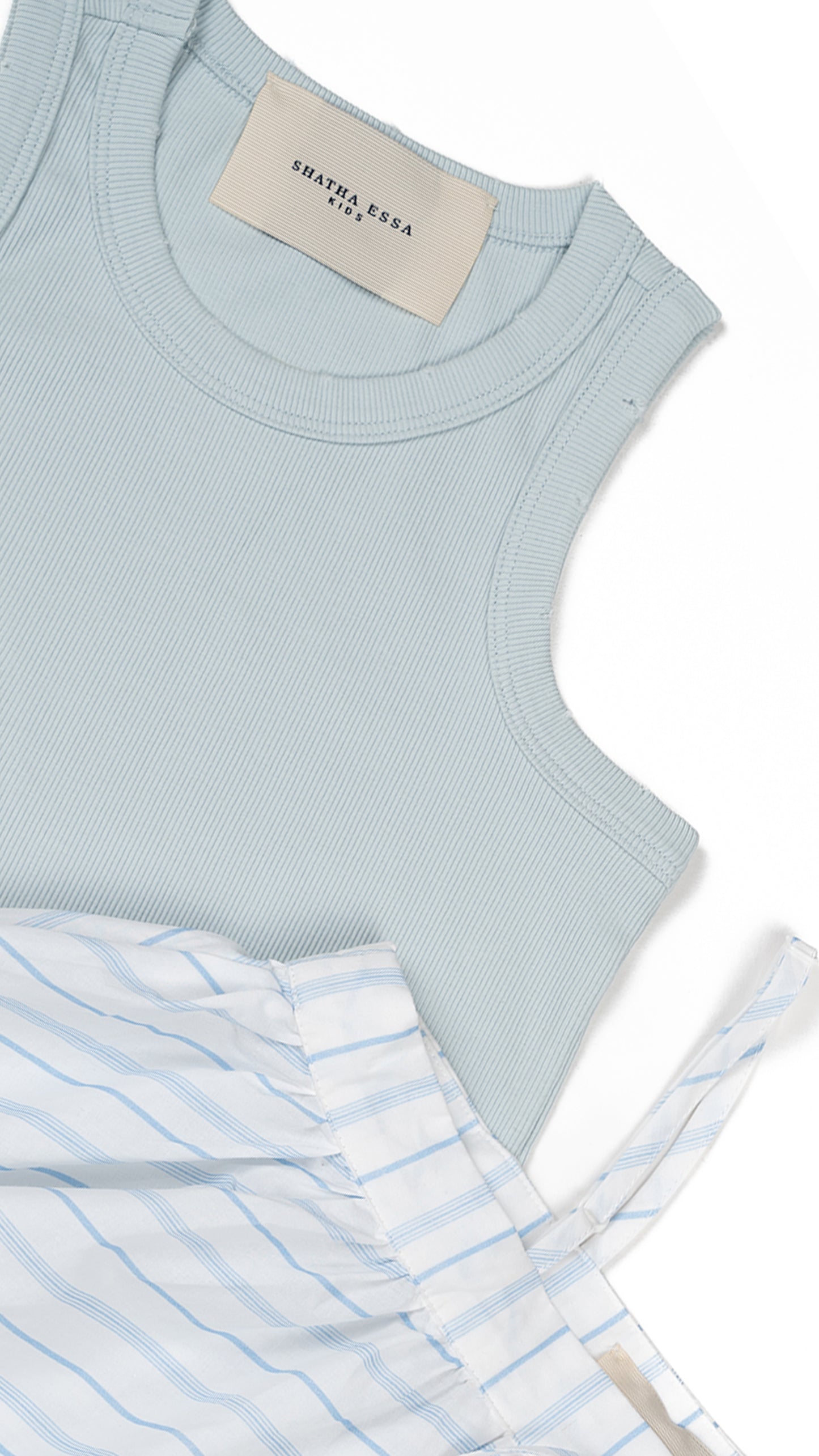 Striped Pinafore Slip Dress & Ribbed Tank Set